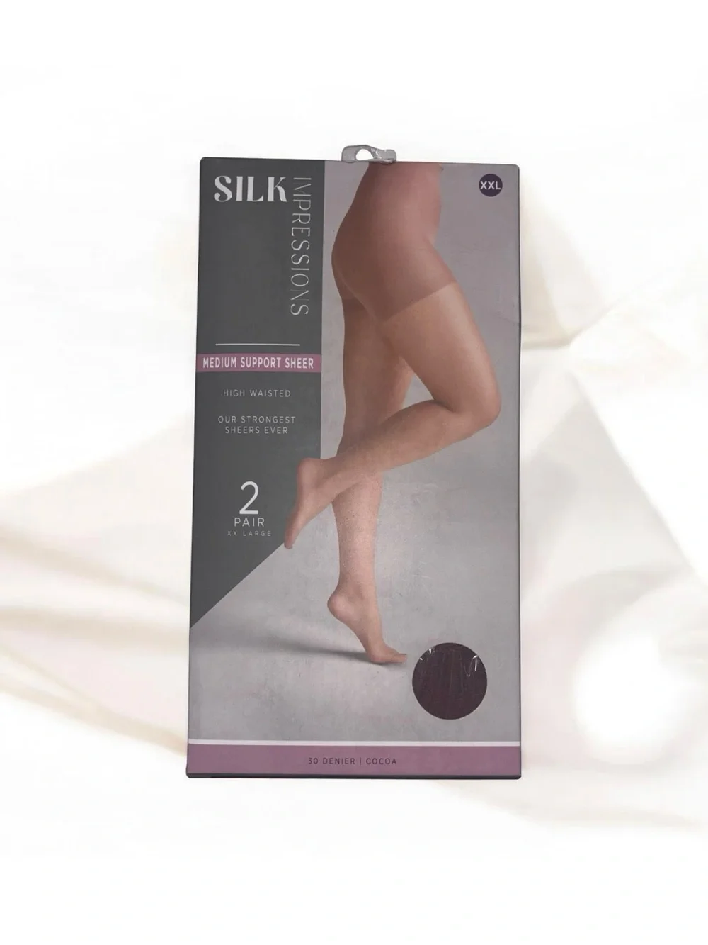 Silk Impressions Women's Medium Support Sheer High Waisted Hosiery Cocoa 2 Pair